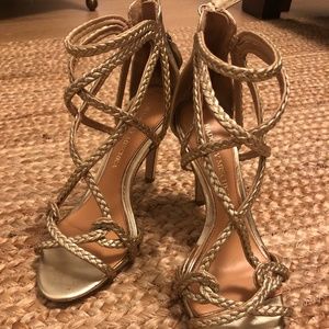 Badgley Mischka Gold Braided Heels